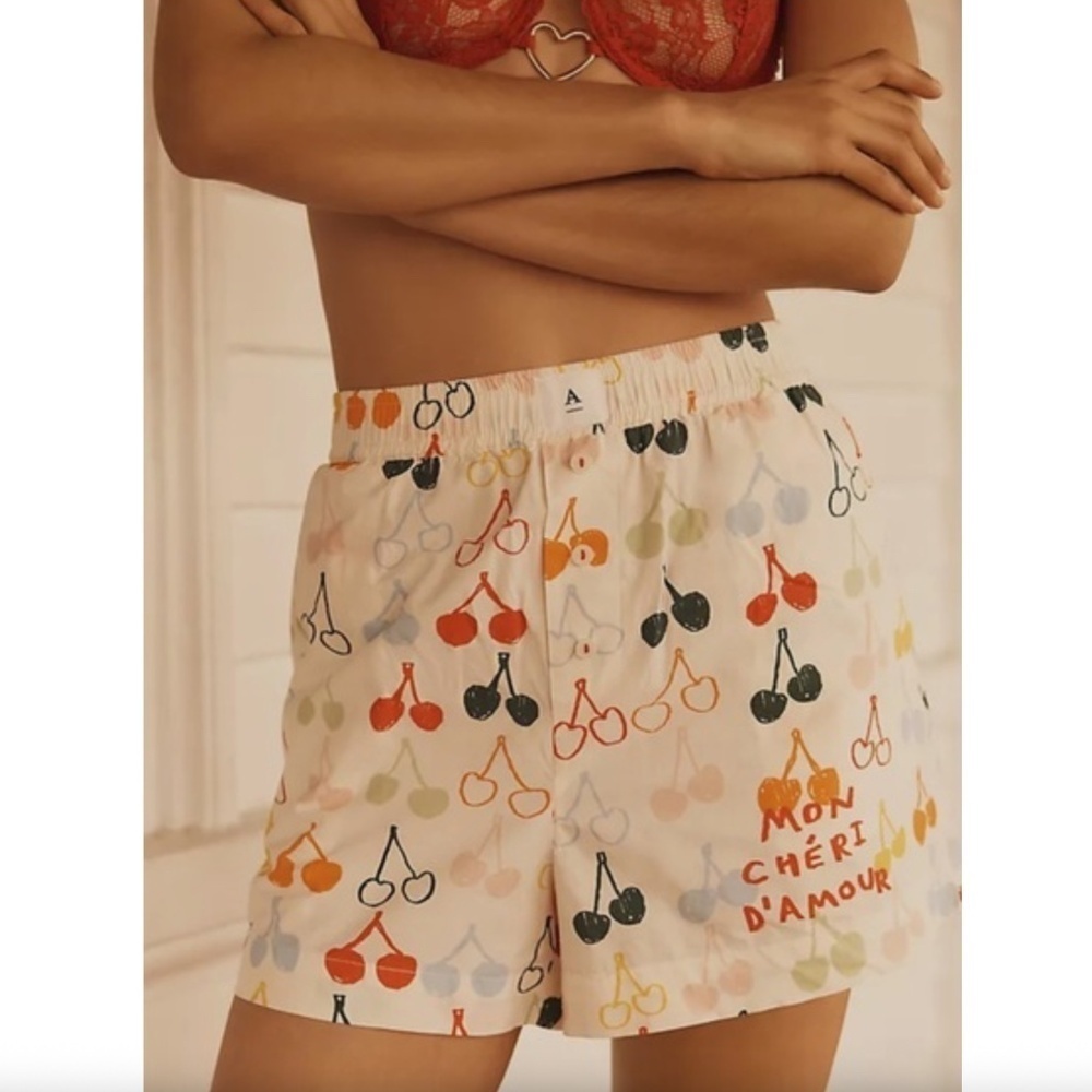 Anthropologie the Wren Boxer Shorts, Cherry Print